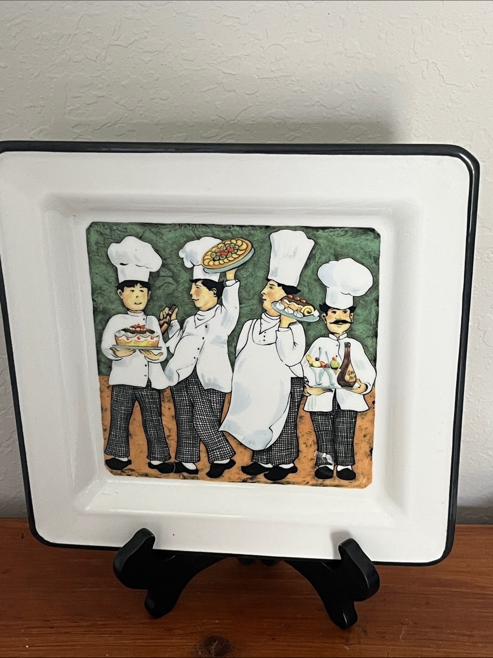 Pietro Brunelli VTG 4 Chefs Holding Desserts 10 in Platter Made in Italy